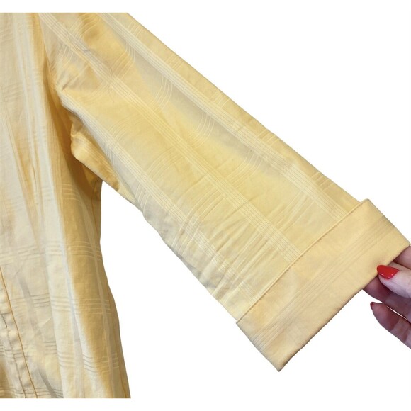 Sag Harbor 3/4 Sleeve Blouse Zip Front Yellow Cotton Spandex Preppy Size 14 - Picture 6 of 9